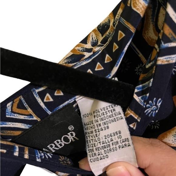 90s boho tribal print navy romper with cutout - Picture 4 of 5